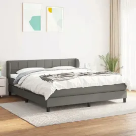 vidaxl-lozko-kontynentalne-z-materacem-ciemnoszara-tkanina-160x200-cm