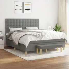 vidaxl-lozko-kontynentalne-z-materacem-ciemnoszara-tkanina-160x200-cm