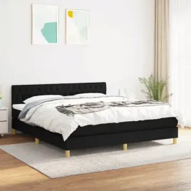 vidaxl-lozko-kontynentalne-z-materacem-czarne-tkanina-180x200-cm