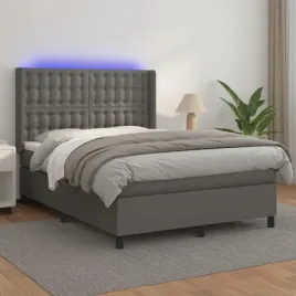 vidaxl-lozko-kontynentalne-z-materacem-i-led-szara-ekoskora-140x200cm