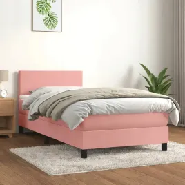 vidaxl-lozko-kontynentalne-z-materacem-rozowe-aksamit-90x200-cm