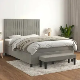 vidaxl-lozko-kontynentalne-z-materacem-jasnoszare-140x190cm-aksamit