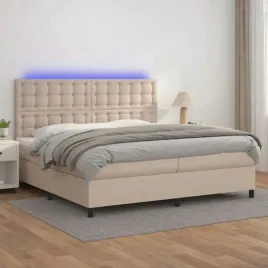 vidaxl-lozko-kontynentalne-materac-i-led-cappuccino-200x200-cm