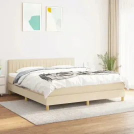 vidaxl-lozko-kontynentalne-z-materacem-kremowe-tkanina-160x200-cm