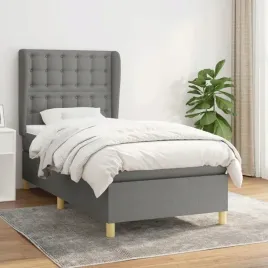 vidaxl-lozko-kontynentalne-z-materacem-ciemnoszara-tkanina-100x200-cm