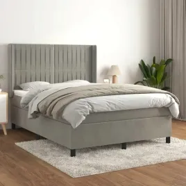 vidaxl-lozko-kontynentalne-z-materacem-jasnoszare-140x190cm-aksamit
