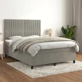 vidaxl-lozko-kontynentalne-z-materacem-jasnoszare-140x190cm-aksamit