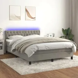 vidaxl-lozko-kontynentalne-z-materacem-jasnoszare-140x190cm-aksamit