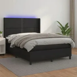 vidaxl-lozko-kontynentalne-z-materacem-i-led-czarna-ekoskora-140x200cm