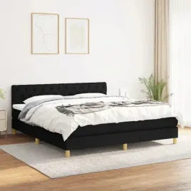 vidaxl-lozko-kontynentalne-z-materacem-czarne-tkanina-160x200-cm