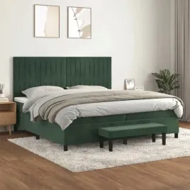 vidaxl-lozko-kontynentalne-z-materacem-zielone-aksamit-200x200-cm