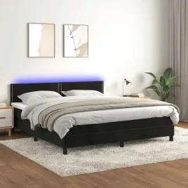 vidaxl-lozko-kontynentalne-z-materacem-i-led-czarny-aksamit-160x200cm