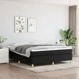 vidaxl-lozko-kontynentalne-z-materacem-czarne-tkanina-160x200-cm