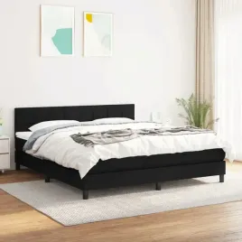 vidaxl-lozko-kontynentalne-z-materacem-czarne-tkanina-180x200-cm