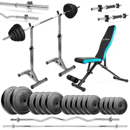 zestaw-kulturystyczny-98kg-lawka-stojaki-sztanga-gryf-hantle-obciazenie