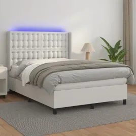 vidaxl-lozko-kontynentalne-z-materacem-i-led-biala-ekoskora-140x200cm