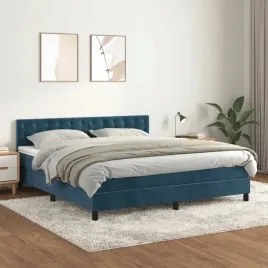 vidaxl-lozko-kontynentalne-z-materacem-ciemnoniebieskie-160x200-cm
