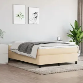 vidaxl-lozko-kontynentalne-z-materacem-kremowe-tkanina-140x200-cm