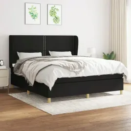 vidaxl-lozko-kontynentalne-z-materacem-czarne-tkanina-180x200-cm