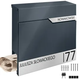 skrzynka-pocztowa-na-listy-adres-napis-nowoczesna-antracytowa-gazetnik