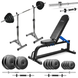 zestaw-kulturystyczny-90kg-silowy-lawka-stojaki-sztanga-hantle-obciazenie