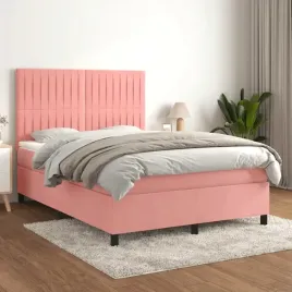 vidaxl-lozko-kontynentalne-z-materacem-rozowe-140x200-cm-aksamit