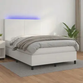 vidaxl-lozko-kontynentalne-z-materacem-i-led-biala-ekoskora-140x200cm