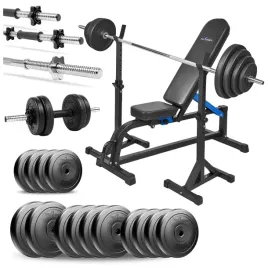 zestaw-kulturystyczny-100kg-silowy-lawka-stojaki-sztanga-hantle-obciazenie