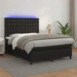 vidaxl-lozko-kontynentalne-z-materacem-i-led-czarna-ekoskora-140x200cm