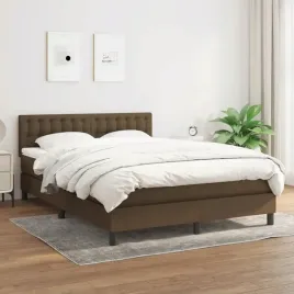 vidaxl-lozko-kontynentalne-z-materacem-brazowe-tkanina-140x200-cm