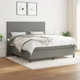 vidaxl-lozko-kontynentalne-z-materacem-ciemnoszara-tkanina-180x200-cm