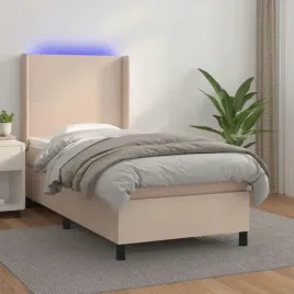 vidaxl-lozko-kontynentalne-materac-i-led-cappuccino-ekoskora-90x190cm