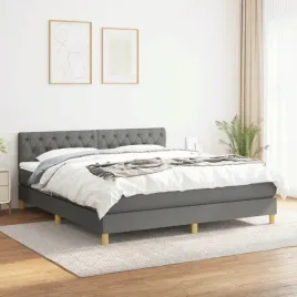 vidaxl-lozko-kontynentalne-z-materacem-ciemnoszara-tkanina-160x200-cm
