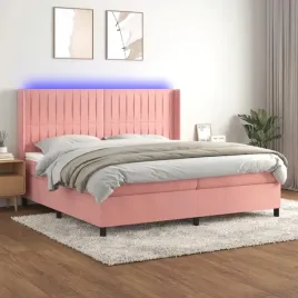 vidaxl-lozko-kontynentalne-z-materacem-i-led-rozowy-aksamit-200x200cm