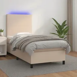 vidaxl-lozko-kontynentalne-materac-i-led-cappuccino-ekoskora-90x190cm