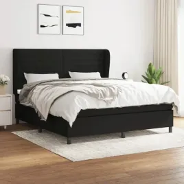 vidaxl-lozko-kontynentalne-z-materacem-czarne-tkanina-180x200-cm