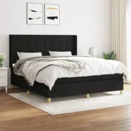 vidaxl-lozko-kontynentalne-z-materacem-czarne-tkanina-160x200-cm