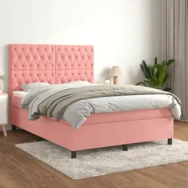 vidaxl-lozko-kontynentalne-z-materacem-rozowe-140x200-cm-aksamit