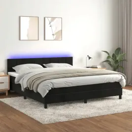 vidaxl-lozko-kontynentalne-z-materacem-i-led-czarny-aksamit-160x200cm