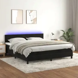 vidaxl-lozko-kontynentalne-z-materacem-i-led-czarny-aksamit-160x200cm