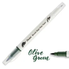pisak-pentel-brush-sign-pen-twin-sesw30-oliwkowy