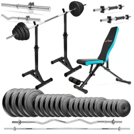 zestaw-kulturystyczny-123kg-silowy-lawka-stojaki-sztanga-hantle-obciazenie