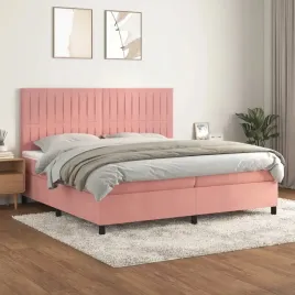 vidaxl-lozko-kontynentalne-z-materacem-rozowe-aksamit-200x200-cm