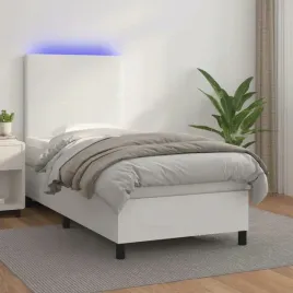 vidaxl-lozko-kontynentalne-z-materacem-i-led-biala-ekoskora-100x200cm