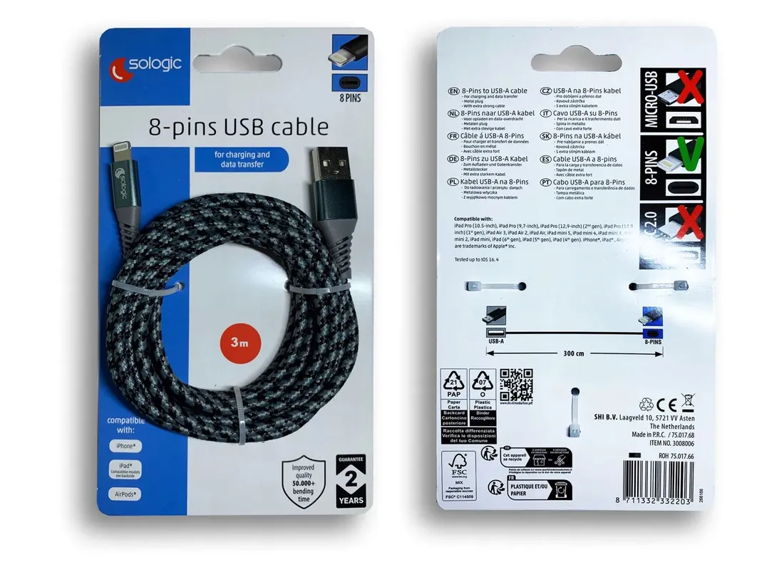 kabel-usb-8-pin-apple-lighting-3m-sologic