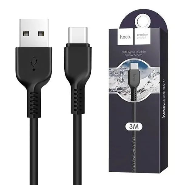 kabel-usb-typ-c-hoco-flash-x20-3-metry-czarny-zgodnosc-ze-standardem-quick-charge-2-0