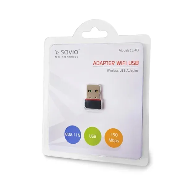 adapter-wifi-usb-savio-cl-43-standard-pracy-bezprzewodowej-802-11b-802-11g-802-11n-wi-fi-4