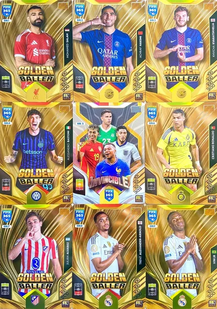 FIFA 365 2026 RARE GOLDEN BALLER INVINCIBLE komplet 9 kart karty piłkarskie