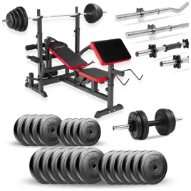 zestaw-kulturystyczny-160kg-lawka-stojaki-sztanga-gryf-hantle-obciazenia
