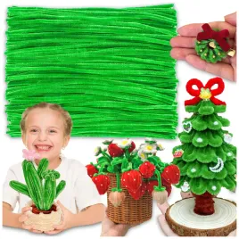 druty-druciki-jednokolorowe-jasnozielone-ozdobne-pluszowe-30-cm-100-szt